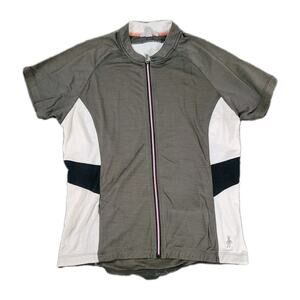 Smartwool Cycling Jersey Shirt Womens XL Grey Merino Wool Full Zip Biking